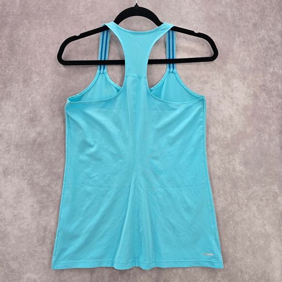 Adidas Blue Racerback Active Stripe Athletic Sports Tank Top Small - Picture 2 of 7